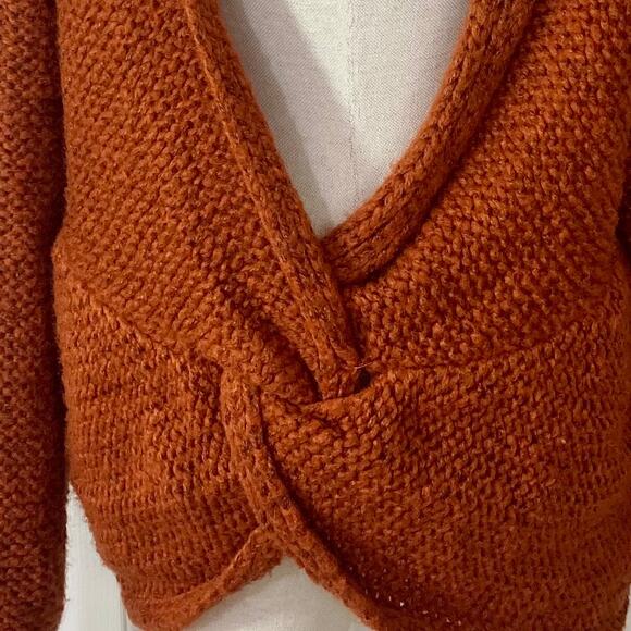 Rust open back chunky sweater women's  oversize medium knit twist back - Picture 6 of 9